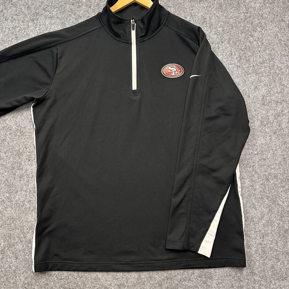 Nike NFL Onfield Apparel Pullover Mens L Black San Francisco 49ers Quarter Zip‎